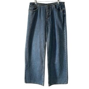 STILL HERE Women’s Classic Blue COOL Drawstring Waist Wide Leg Jeans- Size 29